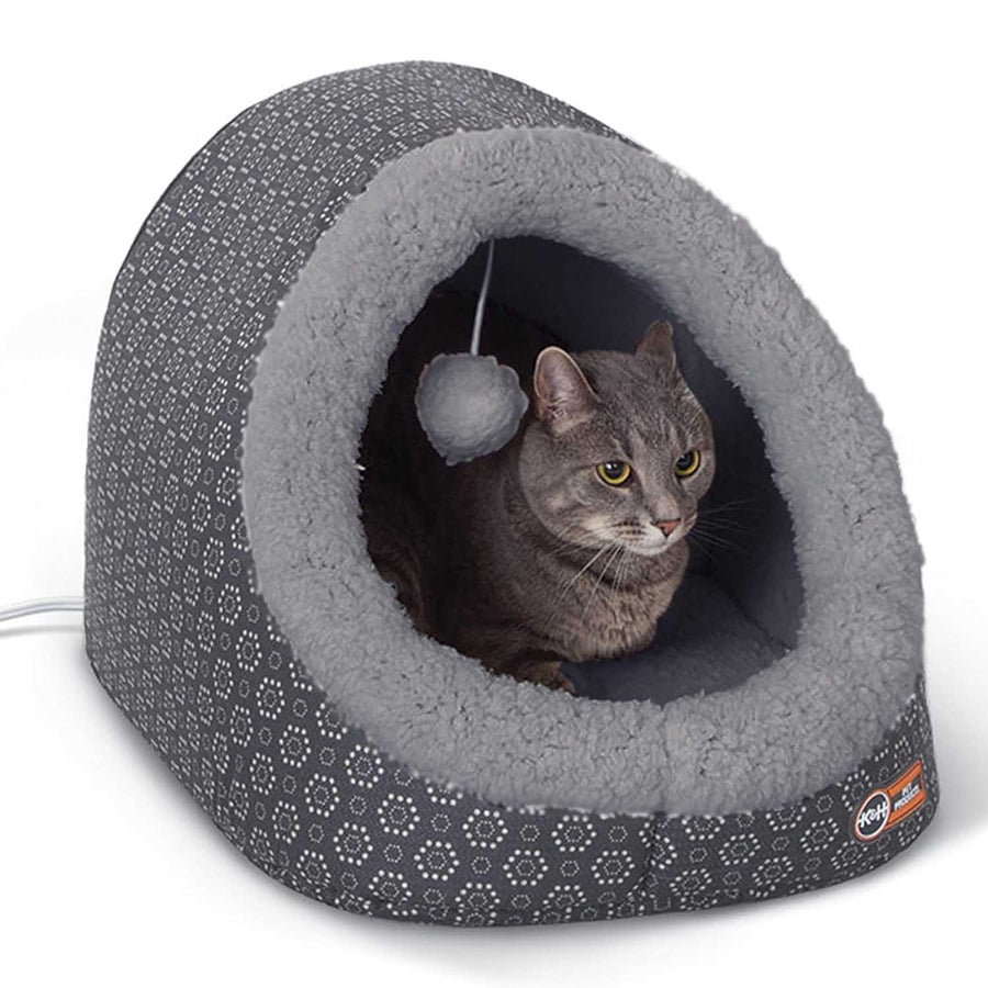 K&H Pet Products Thermo-Pet Cave Heated Cat Bed – Plush Cat Cave & Tunnel for Cats and Small Dogs - Pristine Pet Supply