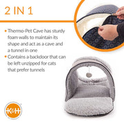 K&H Pet Products Thermo-Pet Cave Heated Cat Bed – Plush Cat Cave & Tunnel for Cats and Small Dogs - Pristine Pet Supply
