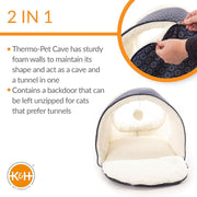 K&H Pet Products Thermo-Pet Cave Heated Cat Bed – Plush Cat Cave & Tunnel for Cats and Small Dogs - Pristine Pet Supply