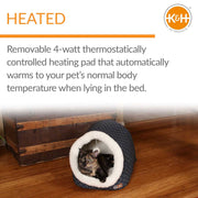 K&H Pet Products Thermo-Pet Cave Heated Cat Bed – Plush Cat Cave & Tunnel for Cats and Small Dogs - Pristine Pet Supply