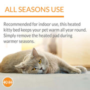 K&H Thermo-Kitty Cuddle Up Cat Bed – Indoor Heated Cat Bed with Low-Wall Design, Soft Foam Base & Removable Washable Cover