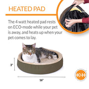 K&H Thermo-Kitty Cuddle Up Cat Bed – Indoor Heated Cat Bed with Low-Wall Design, Soft Foam Base & Removable Washable Cover