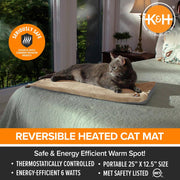 K&H Thermo-Kitty Heated Cat Bed – Energy-Efficient, MET Certified Indoor Cat Warming Mat - Pristine Pet Supply