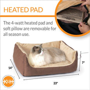 K&H Thermo-Pet Cuddle Cushion Heated Pet Bed – Indoor Heated Sofa-Style Bed for Cats & Small Dogs with Removable Cushion