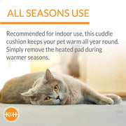 K&H Thermo-Pet Cuddle Cushion Heated Pet Bed – Indoor Heated Sofa-Style Bed for Cats & Small Dogs with Removable Cushion