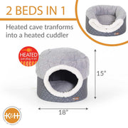 K&H Thermo-Pet Nest Heated Cat Bed – Soft Plush Indoor Cat Cave for Cats and Small Dogs, Machine Washable - Pristine Pet