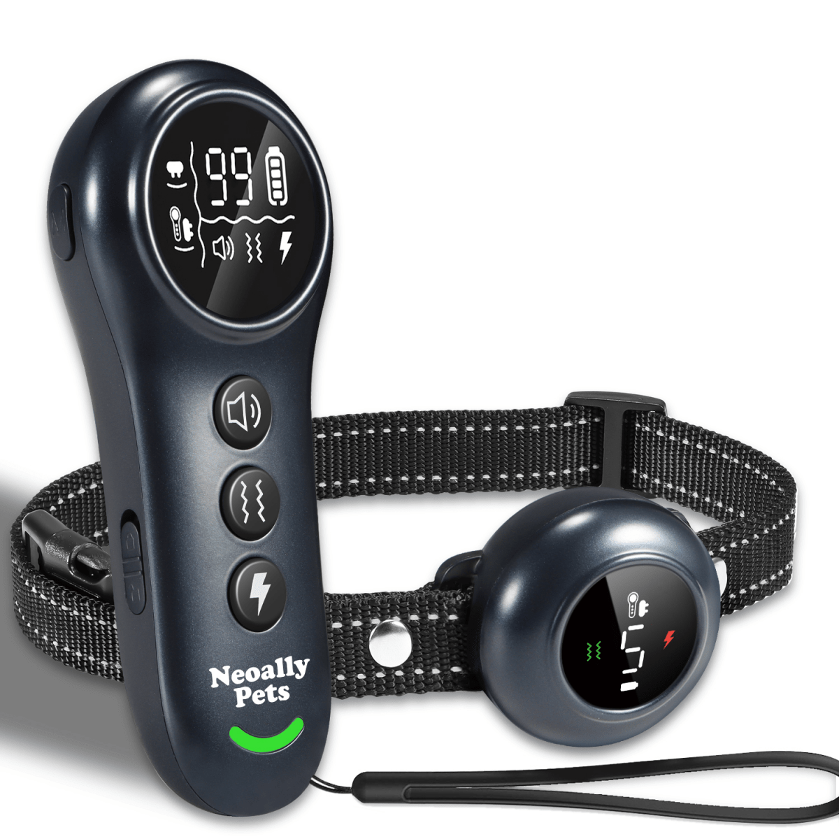 NeoAlly 2-in-1 Dog Training & Bark Control Collar – Automatic Barking Detection, Remote Shock, 5-150lbs Dogs – Rechargeable, Waterproof
