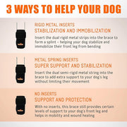 NeoAlly 3-in-1 Front Leg Dog Splint Brace: Rigid & Spring Inserts, Safety Reflective Straps (Pair) - Pristine Pet Supply