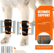 NeoAlly 3-in-1 Front Leg Dog Splint Brace: Rigid & Spring Inserts, Safety Reflective Straps (Pair) - Pristine Pet Supply