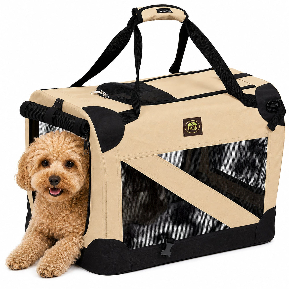 Pet Life '360° Vista View' Zippered Soft Folding Collapsible Durable Metal Framed Pet Dog Crate House Carrier