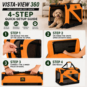 Pet Life '360° Vista View' Zippered Soft Folding Collapsible Durable Metal Framed Pet Dog Crate House Carrier