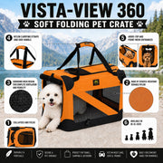 Pet Life '360° Vista View' Zippered Soft Folding Collapsible Durable Metal Framed Pet Dog Crate House Carrier