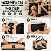 Pet Life '360° Vista View' Zippered Soft Folding Collapsible Durable Metal Framed Pet Dog Crate House Carrier