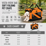 Pet Life '360° Vista View' Zippered Soft Folding Collapsible Durable Metal Framed Pet Dog Crate House Carrier