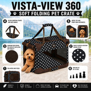 Pet Life '360° Vista View' Zippered Soft Folding Collapsible Durable Metal Framed Pet Dog Crate House Carrier