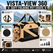 Pet Life '360° Vista View' Zippered Soft Folding Collapsible Durable Metal Framed Pet Dog Crate House Carrier