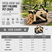 Pet Life '360° Vista View' Zippered Soft Folding Collapsible Durable Metal Framed Pet Dog Crate House Carrier