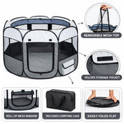 Pet Life 'All-Terrain' Lightweight Easy Folding Wire-Framed Collapsible Travel Pet Dog Playpen crate