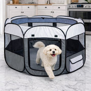 Pet Life 'All-Terrain' Lightweight Easy Folding Wire-Framed Collapsible Travel Pet Dog Playpen crate