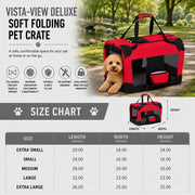 Pet Life 'Deluxe 360° Vista View' Zippered Soft Folding Collapsible Metal Framed Pet Dog Crate House Carrier with Removable Bowl and Pop-out Tray