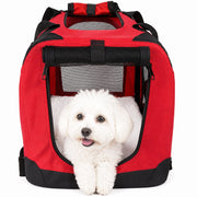 Pet Life 'Deluxe 360° Vista View' Zippered Soft Folding Collapsible Metal Framed Pet Dog Crate House Carrier with Removable Bowl and Pop-out Tray