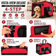 Pet Life 'Deluxe 360° Vista View' Zippered Soft Folding Collapsible Metal Framed Pet Dog Crate House Carrier with Removable Bowl and Pop-out Tray