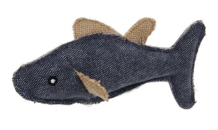 Pet Life Durable Fish Denim Plush Teaser Cat Toy