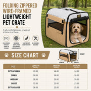 Pet Life 'Easy Folding' Zippered Folding Collapsible Wire Framed Lightweight Pet Dog Crate Carrier