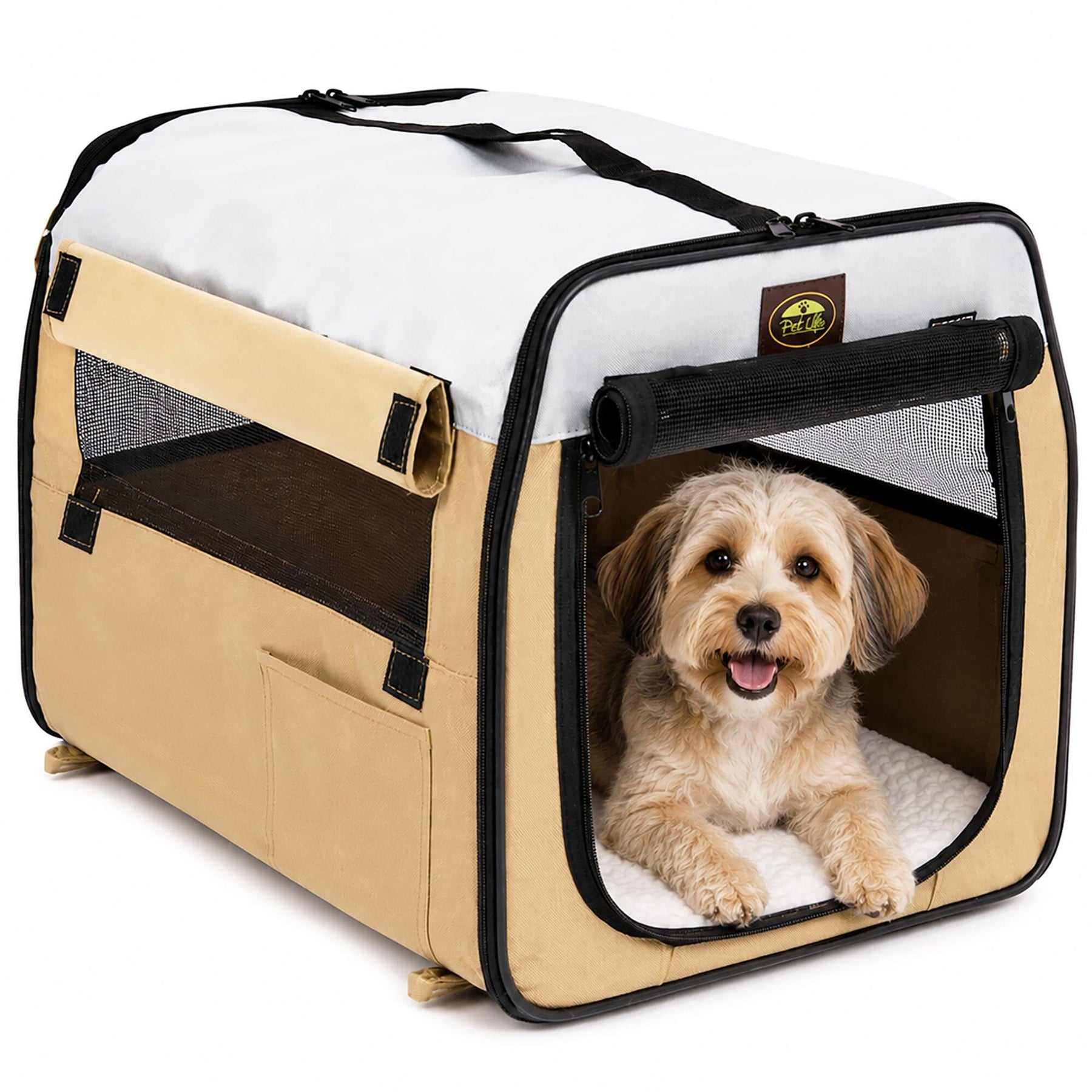 Pet Life 'Easy Folding' Zippered Folding Collapsible Wire Framed Lightweight Pet Dog Crate Carrier