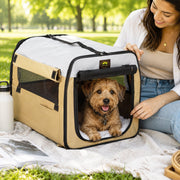 Pet Life 'Easy Folding' Zippered Folding Collapsible Wire Framed Lightweight Pet Dog Crate Carrier