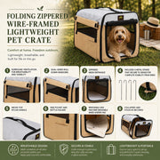 Pet Life 'Easy Folding' Zippered Folding Collapsible Wire Framed Lightweight Pet Dog Crate Carrier
