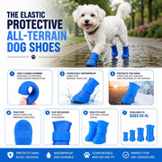 Pet Life Elastic Protective Multi-Usage All-Terrain Rubberized Dog Shoes - Set of 4