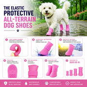 Pet Life Elastic Protective Multi-Usage All-Terrain Rubberized Dog Shoes - Set of 4