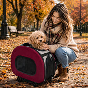 Pet Life 'Final Destination' Airline Approved 2-in-1 Tough-Shell Wheeled Collapsible Travel Fashion Pet Dog Carrier Crate