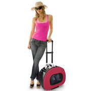 Pet Life 'Final Destination' Airline Approved 2-in-1 Tough-Shell Wheeled Collapsible Travel Fashion Pet Dog Carrier Crate