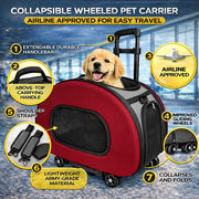 Pet Life 'Final Destination' Airline Approved 2-in-1 Tough-Shell Wheeled Collapsible Travel Fashion Pet Dog Carrier Crate