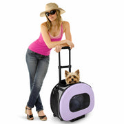 Pet Life 'Final Destination' Airline Approved 2-in-1 Tough-Shell Wheeled Collapsible Travel Fashion Pet Dog Carrier Crate