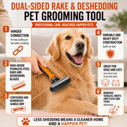 Pet Life Flex Series 2-in-1 Dual-Sided Grooming Undercoat Pet Rake and Deshedder