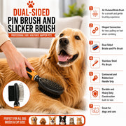 Pet Life Flex Series 2-in-1 Dual-Sided Pin and Bristle Grooming Pet Brush