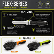 Pet Life Flex Series 2-in-1 Dual-Sided Pin and Bristle Grooming Pet Brush