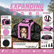 Pet Life 'Hounda Accordion' Metal Framed Soft-Folding Collapsible Dual-Sided Expandable Pet Dog Crate