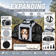 Pet Life 'Hounda Accordion' Metal Framed Soft-Folding Collapsible Dual-Sided Expandable Pet Dog Crate