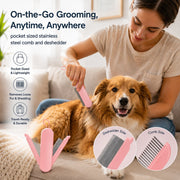 Pet Life 'JOYNE' Multi-Functional 2-in-1 Swivel Travel Grooming Comb and Deshedder