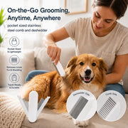 Pet Life 'JOYNE' Multi-Functional 2-in-1 Swivel Travel Grooming Comb and Deshedder