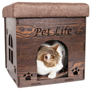 Pet Life Kitty Kallapse Collapsible Cat House Bed & Ottoman