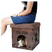 Pet Life Kitty Kallapse Collapsible Cat House Bed & Ottoman