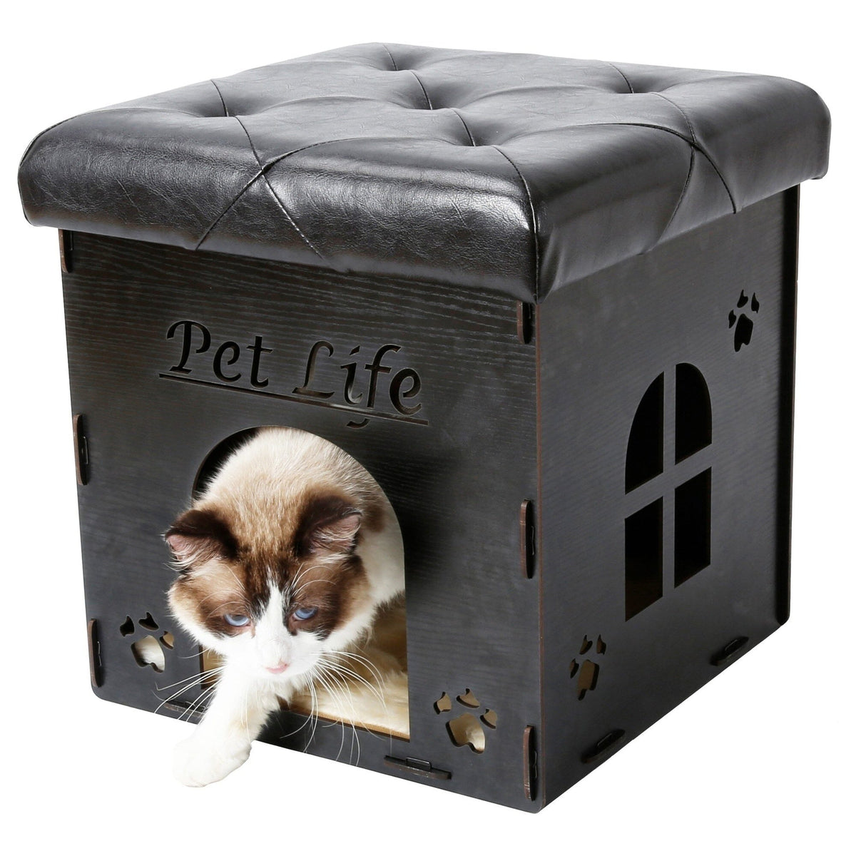 Pet Life Kitty Kallapse Collapsible Cat House Bed & Ottoman