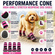 Pet Life 'Performance-Coned' Premium Stretch High Ankle Support Dog Shoes - Set Of 4