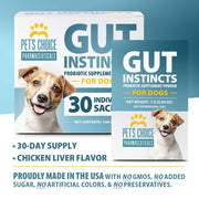 Pet's Choice Gut Instincts Probiotic Powder Packets for Dogs – Daily Digestive & Immune Support, 30 Count