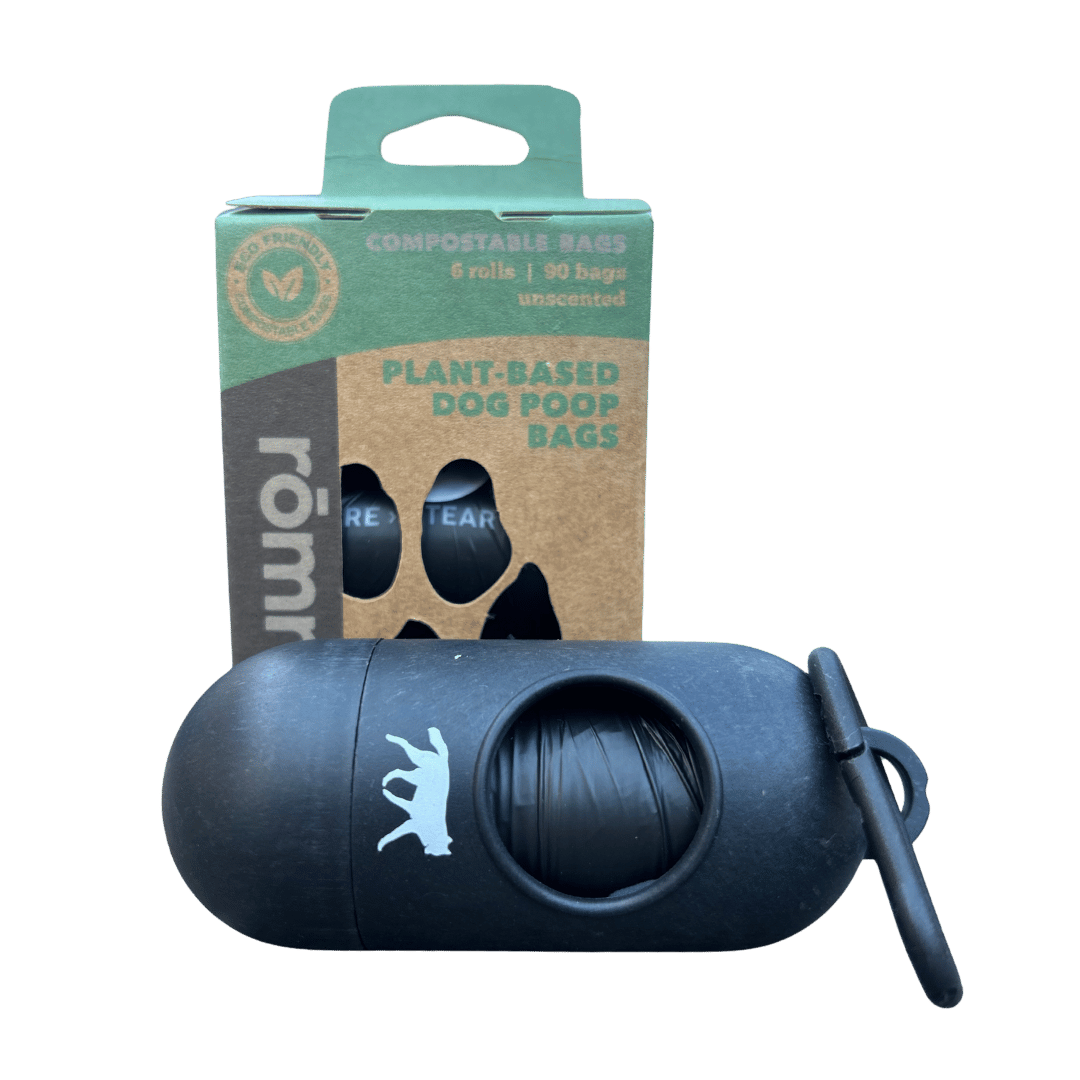 compostable plant-based dog poop bags + bamboo dispenser - Pristine Pet Supply